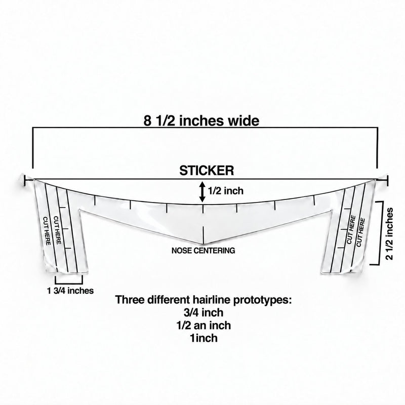 Hairline mapping stencil diagram showing dimensions and center alignment